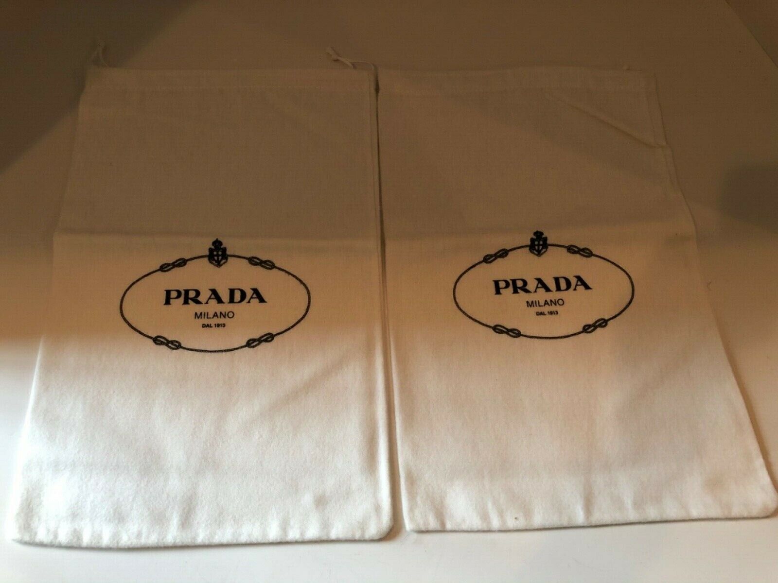 New Prada Shoe Travel Dust Bags Set Of 2 Brushed Flannel