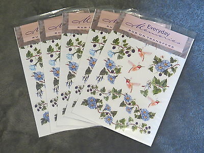5 Packs Everyday Memories Rub On Transfer, Humming Birds And Ivy Embellishment