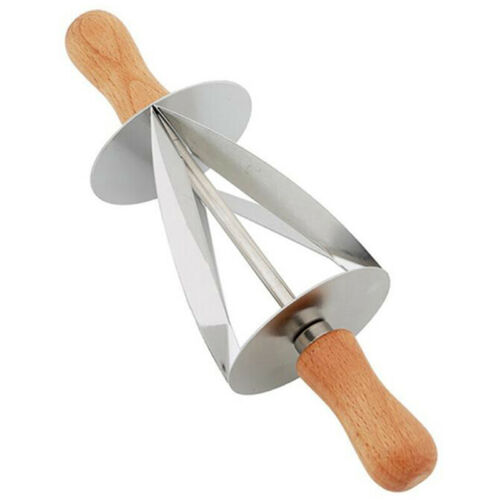 Stainless Steel Rolling Cutter For Making Croissant Wooden Handle Baking Tool