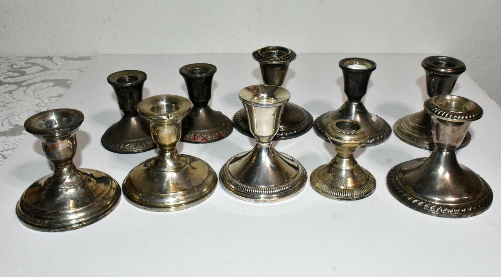 Lot Of 10 Weighted Sterling Candleholders 2220g. A Beautiful Collection (1)