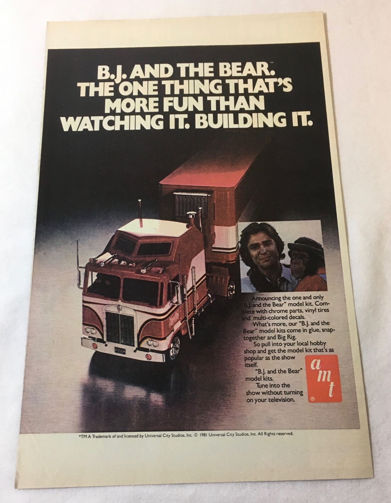 1981 Amt Model Kit Ad ~ B.j And The Bear ~ Bj