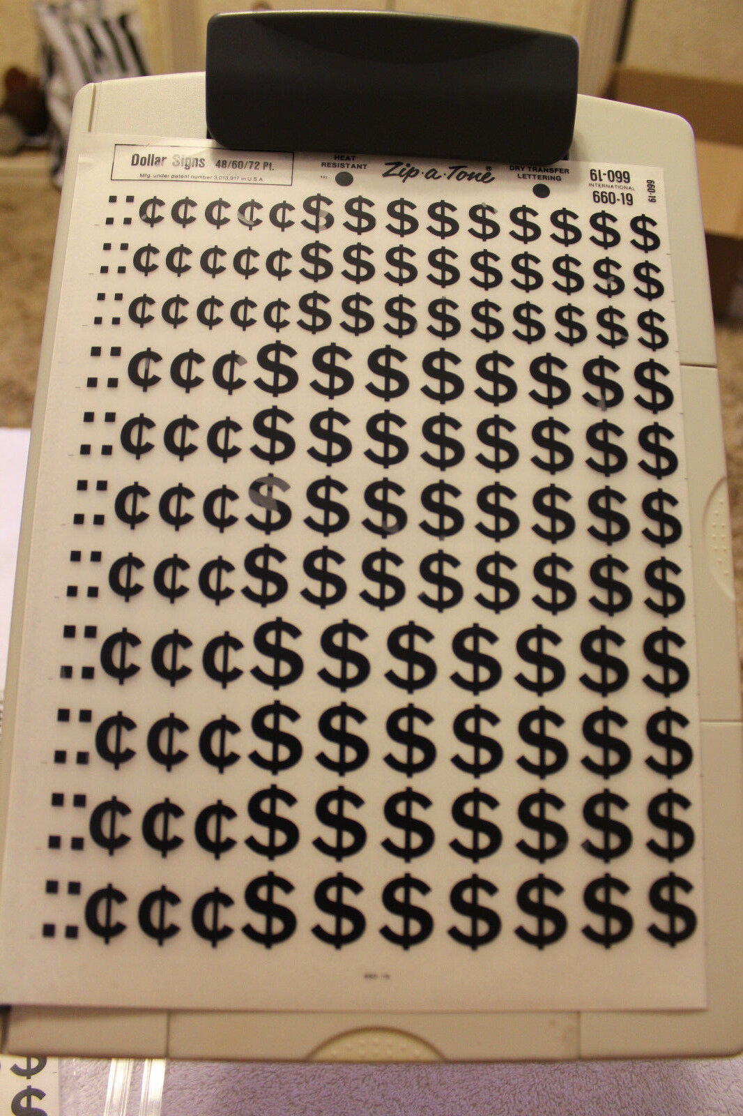 Free Shipping!  Zip.a.tone Dry Transfer Lettering #660-19  Dollar Signs, Cents