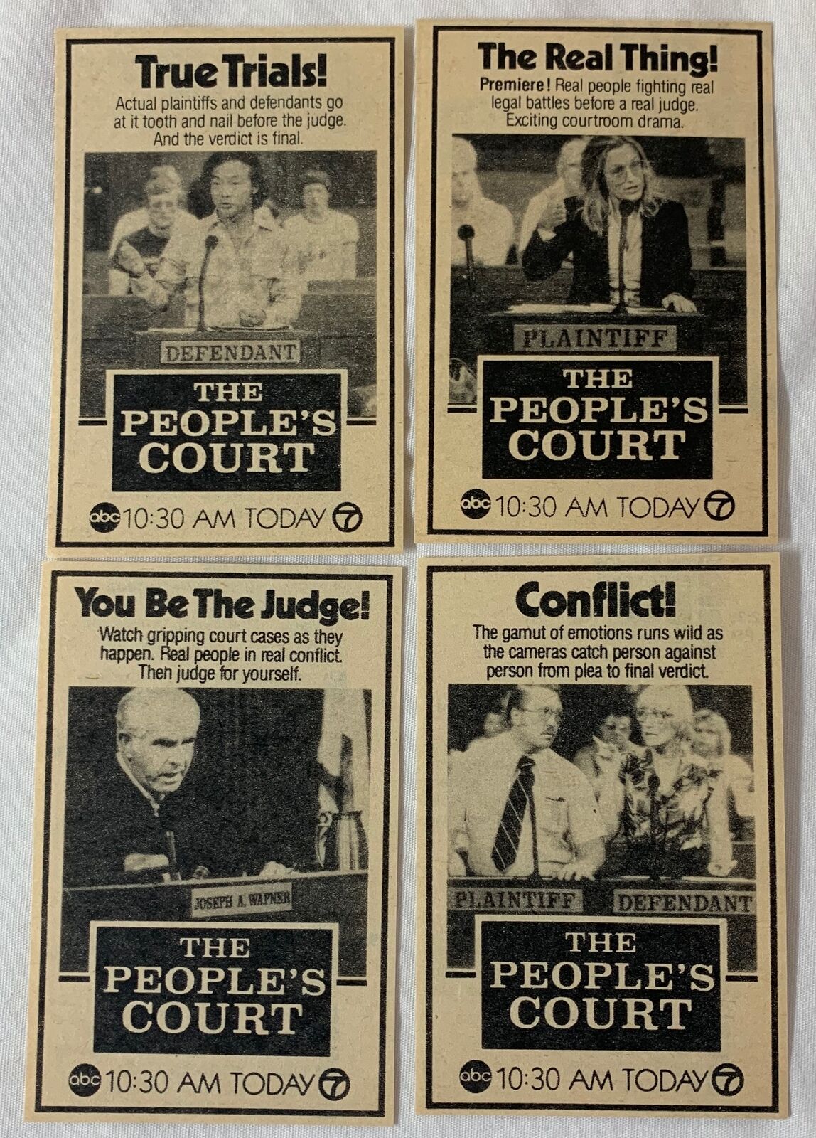 Lot Of Four Small People's Court Tv Show Ads From 1981