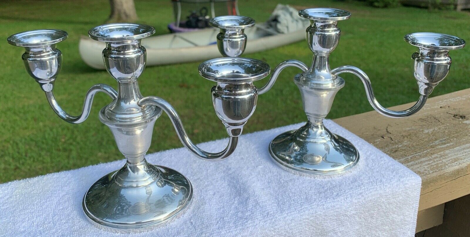 Vintage Pair Mueck-cary Company Sterling Silver Candlestick Holders Weighted