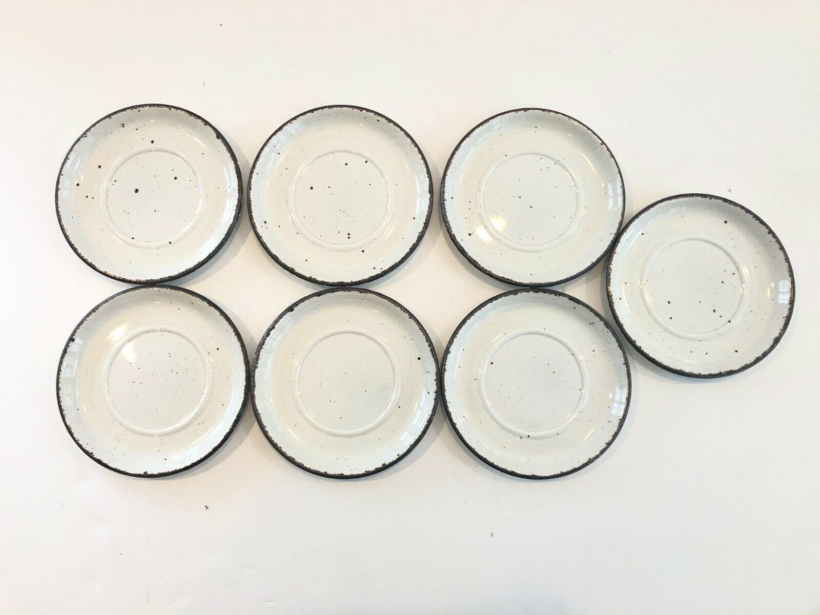 Wedgwood Midwinter Stonehenge Wild Oats Speckled Saucers- Set Of 7- Rare Find