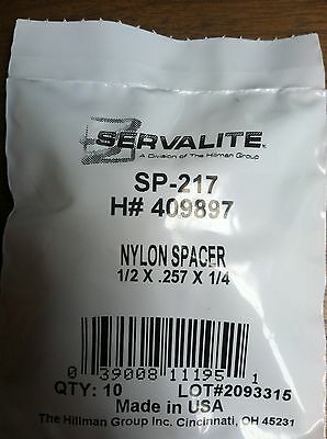 Nylon Spacer 1/2 X .257 X 1/4" Pack Of 10
