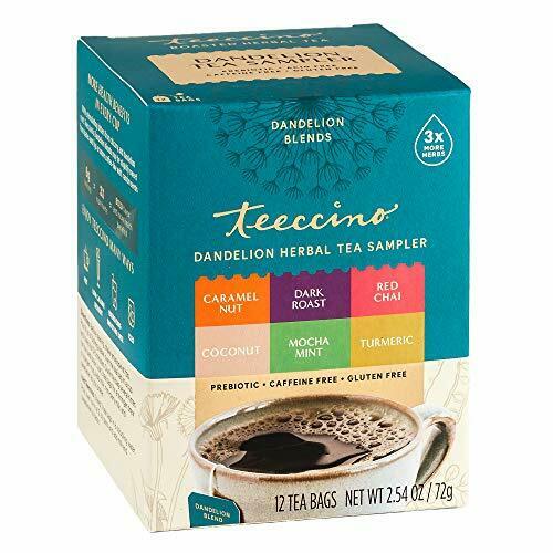 Teeccino Dandelion Tea Sampler – Caramel Coconut Dark Roast Mocha Mint Red Ch...