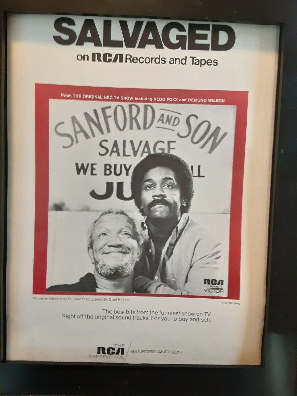 Sanford And Son Salvaged Rare Original Rca Records Promo Poster Ad Framed!