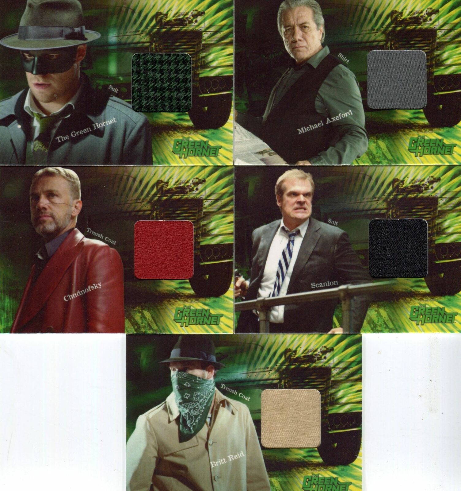 Green Hornet 2011 Movie Costume Card Set 5 Cards #478/500 Rittenhouse