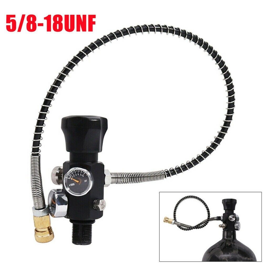 5/8-18unf Dual-charging Valve Pcp Tank Gauge,air-filling Station Refill 6000psi
