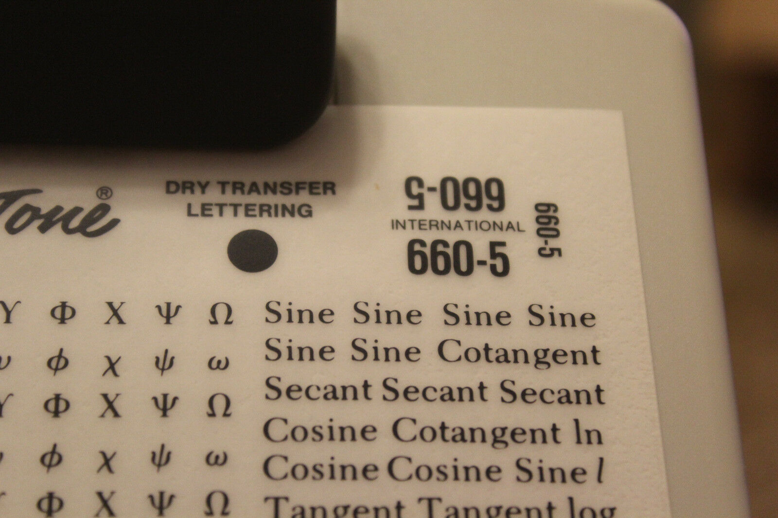 Free Shipping! Zip.a.tone Dry Transfer Lettering #660-5  Symbols - Sine, Tangent