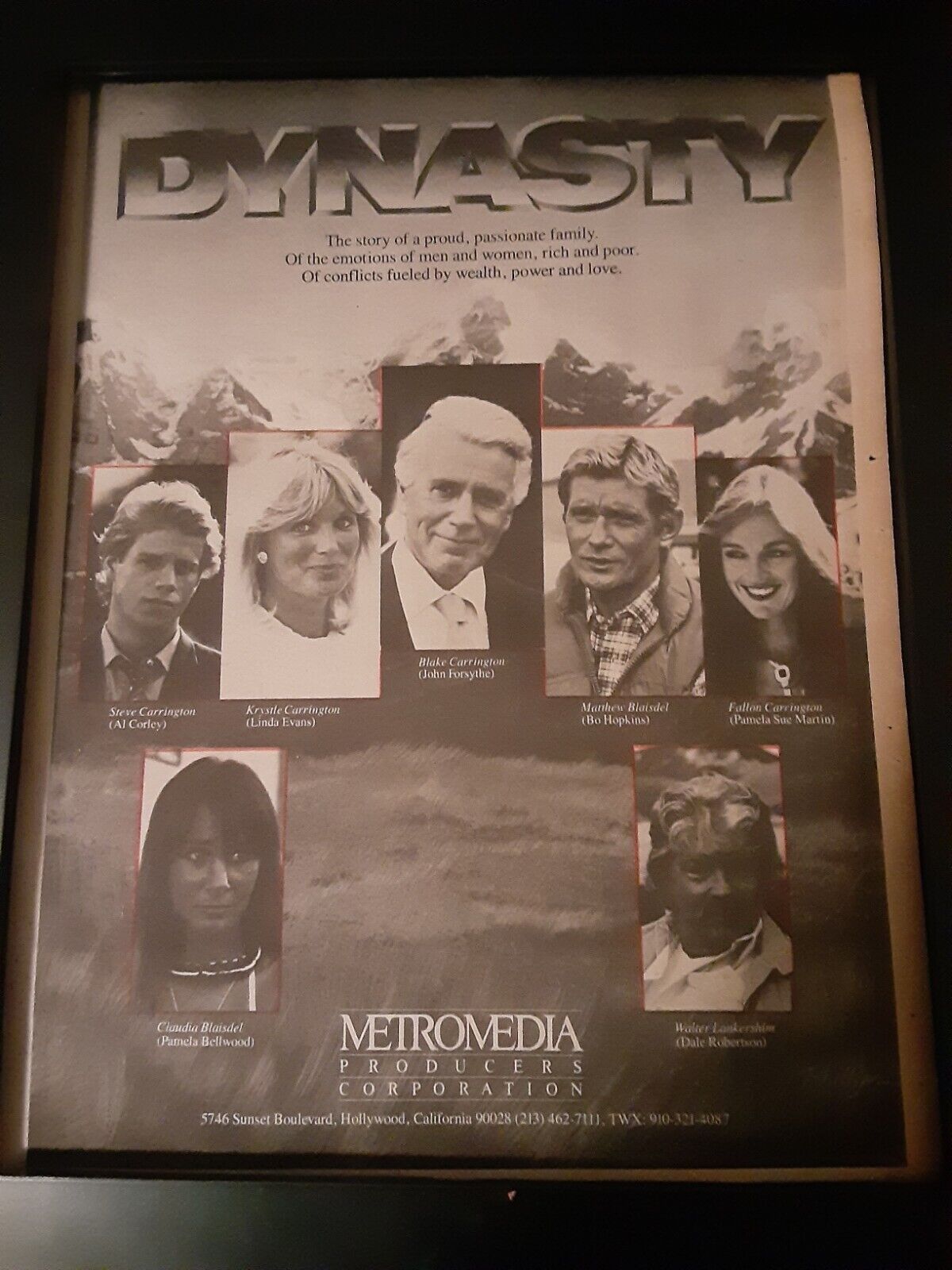 Dynasty Tv Show Rare Original Metromedia Promo Poster Ad Framed!