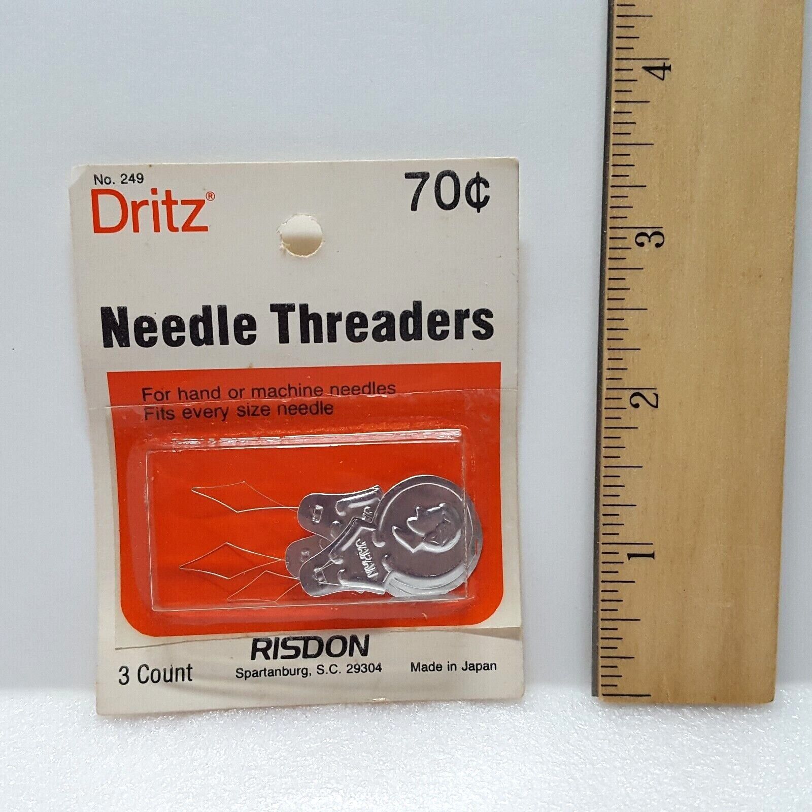 Vintage Risdon Dritz No 249 Metal Needle Threaders 3 Pack - Made In Japan - Nos