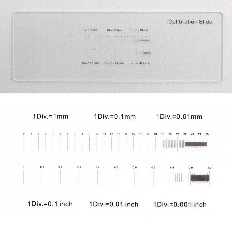 Microscope Calibration Slide Stage Micrometer 0.01 Millimeter 0.001 Inch 25.4 Mm