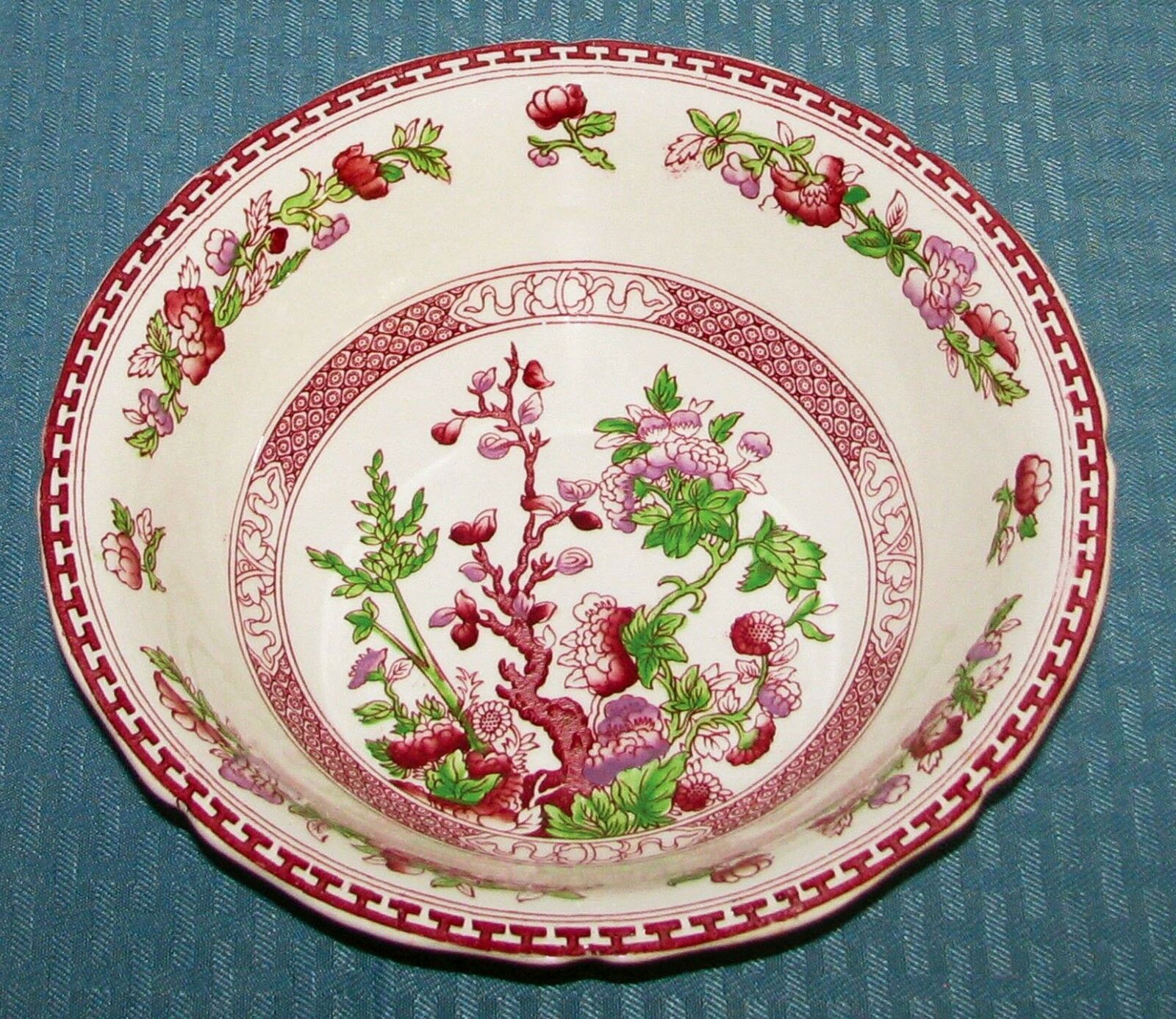 Early Wr Midwinter Eng Indian Tree Red 9" 1 Qt. Round Vegetable Serving Bowl Vgd