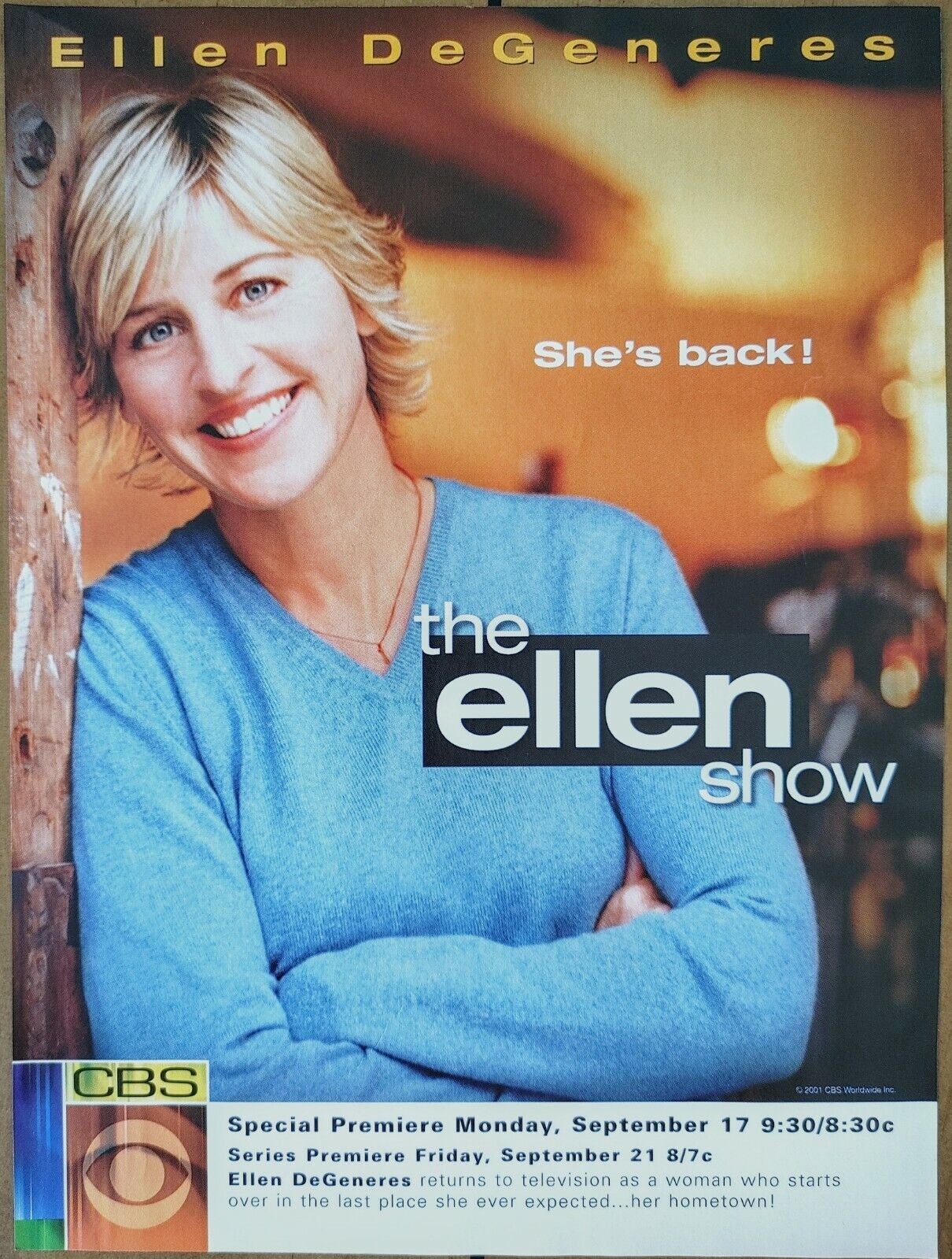 The Ellen Degeneres Show-max Bickford Richard Dreyfuss 2 Sided Cbs Ad 2001