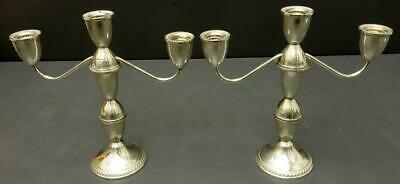 Lot 2 / Pair Duchin Creation Sterling Silver Weighted 3 Arm Candelabras 1180g