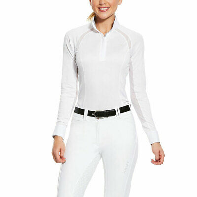 10030547 Ariat Women's White Long Sleeve Sunstopper Pro 2.0 Show Shirt New