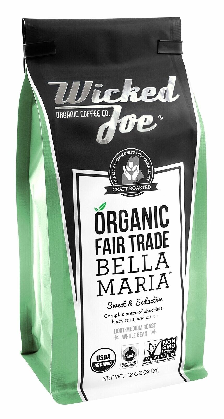 Wicked Joe Coffee Bella Maria Whole Bean, 12 Oz