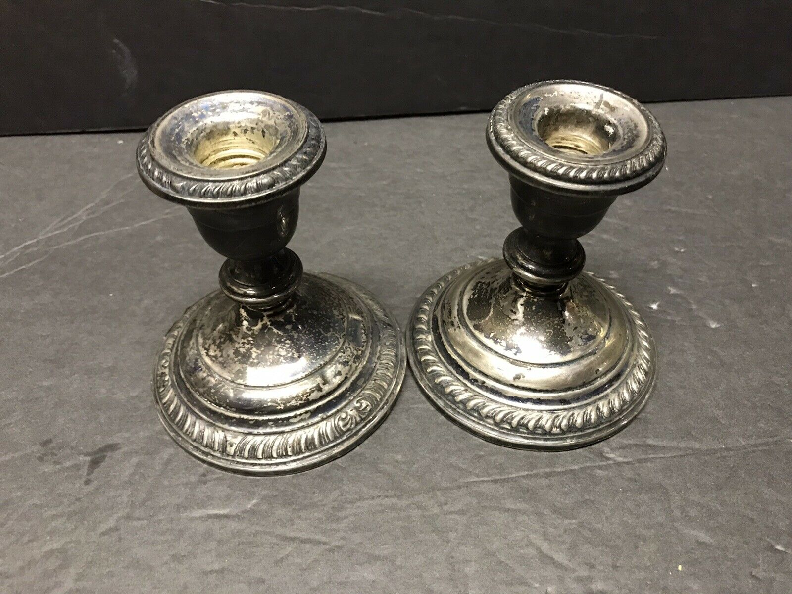 2 Amston 500 Sterling Silver Candle Stick Holders Re Enforced