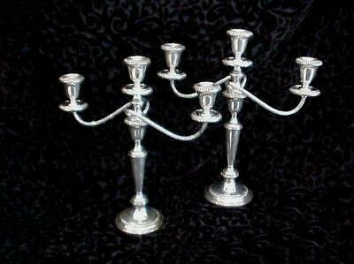Pair Of Gorham #309 Sterling Silver 3 Arm Candelabras Weighted Base 2030 Grams